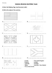 English Worksheet: Flag coloring