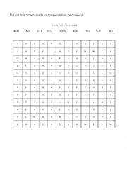 English Worksheet: Action verb crossword (procedure text)