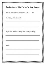 English Worksheet: Evaluation of Fathers Day Activity