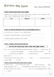 English Worksheet: 8th form review