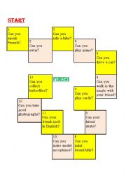 English Worksheet: Can boardgame (easy)