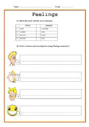 English Worksheet: Feelings