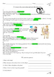 English Worksheet: Test. Reading activity.Listening comprehension