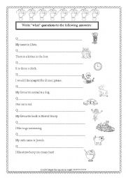 English Worksheet: Asking Questions-part 1