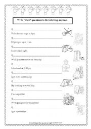 English Worksheet: Asking Questions part 2