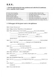 English Worksheet: If Clauses Type I