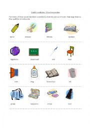 English Worksheet: school necessities
