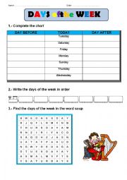 English Worksheet: Days of the Week