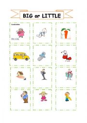 English Worksheet: big and little