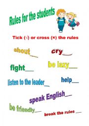 Rules for the students