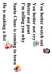 English Worksheet: Santa Claus is coming to town lyrics
