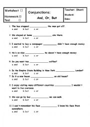 English Worksheet: Conjunctions Explanation and Practice