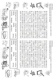 English Worksheet: Present Continuous WORD SEARCH