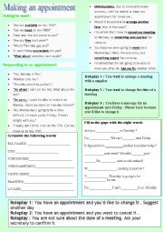 English Worksheet: Making an appointment 