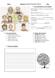 English Worksheet: Family and Possessive adjectives