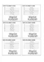 English Worksheet: numbers