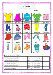 English Worksheet: clothes