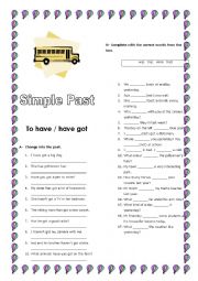 English Worksheet: Simple Past has/have got