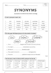 English Worksheet: Synonyms