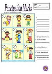 English Worksheet: PUNCTUATION  MARKS