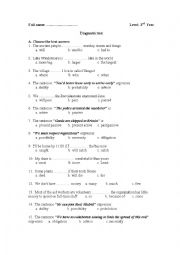 English Worksheet: Diagnostic test