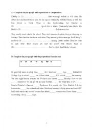 English Worksheet: Comparatives -superlatives