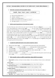 English Worksheet: 3rd years review unit 1