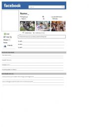 English Worksheet: Facebook Profile 