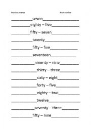 English Worksheet: nubers1-100