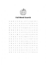 English Worksheet: Fall Word Search, 