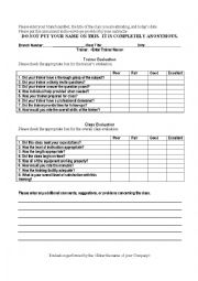 English Worksheet: Trainer Evaluation