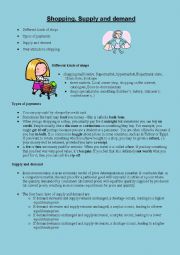 English Worksheet: Shopping. Supply and demand