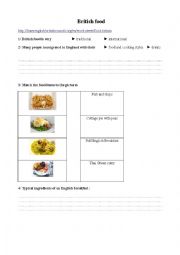 English Worksheet: british food