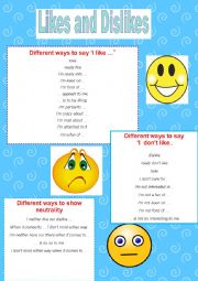 English Worksheet: Likes and Dislikes