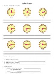 English Worksheet: TELLING THE TIME