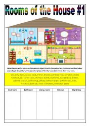 English Worksheet: Rooms of the House