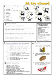 English Worksheet: At the airport - 2 pages (key included) 2/3