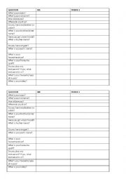 Icebreaking questionnaire for first lesson