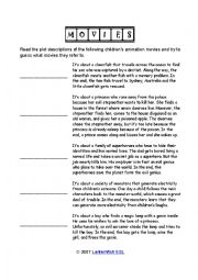 English Worksheet: Childrens animation