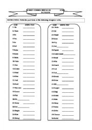 English Worksheet: 50 Most Common Irregular Verbs in English