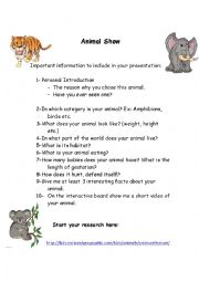 English Worksheet: Animal Show