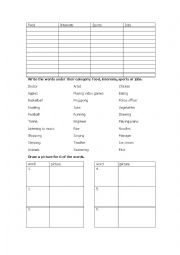 English Worksheet: About Me Vocabulary