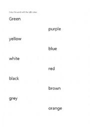 English Worksheet: Colours