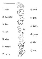 English Worksheet: pets and actions