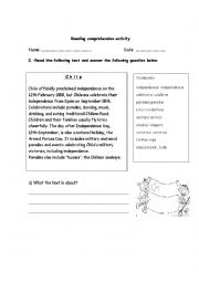 English Worksheet: Chilen independence day