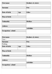 English Worksheet: Blank ID form