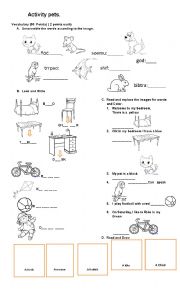 English Worksheet: Pets activity quiz