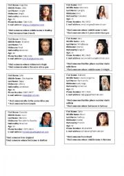 Artists Information Cards - Find someone who...