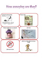English Worksheet: Annoying cards