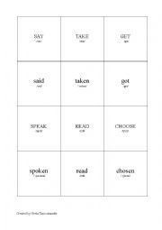 English Worksheet: Past Participle memory game